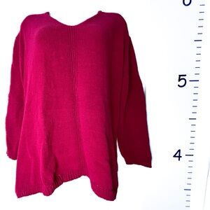 Philosophy Red‎ Raspberry Knit V-Neck Sweater Large